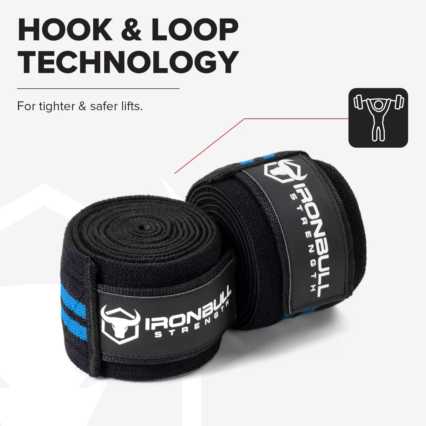 80" Elastic Knee Wraps for Weightlifting, Squats, and Powerlifting, Compression Knee Support for Strength Training and Gym Workouts