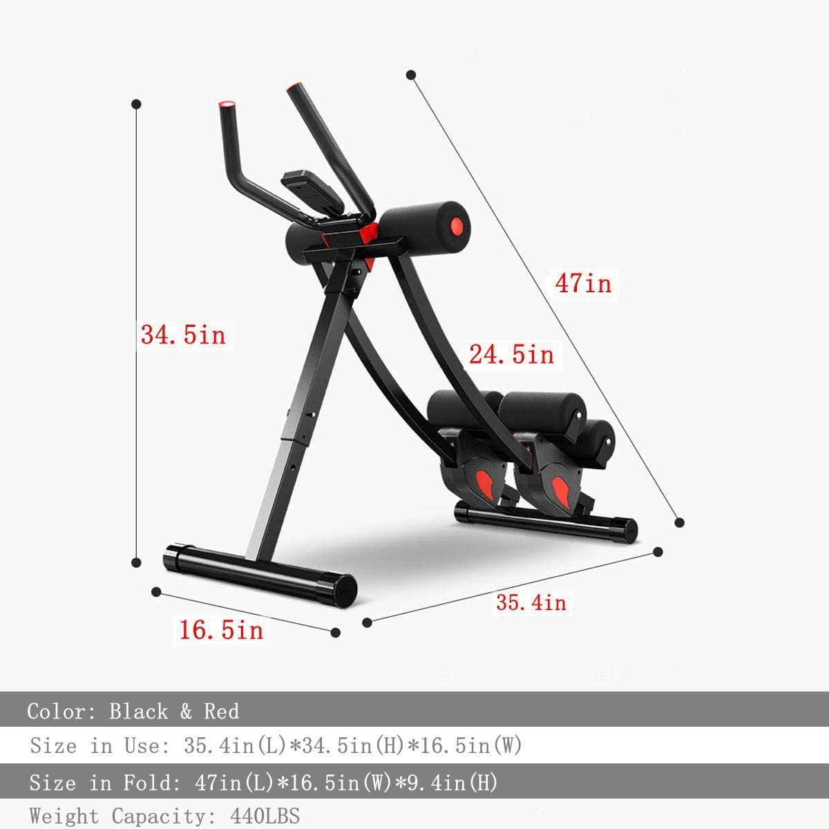 Fitlaya Fitness Ab Machine – Adjustable Height Ab Trainer, Foldable Core Workout Equipment for Home Gym Fitness and Abdominal Training