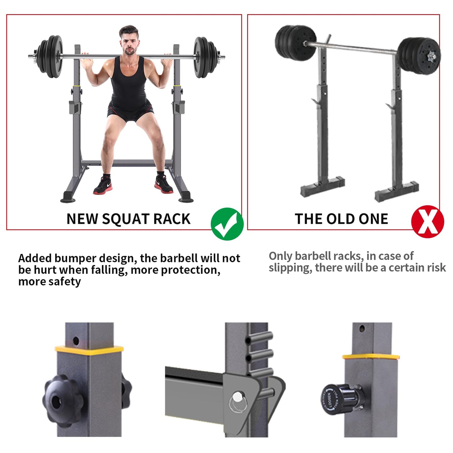 Adjustable Multi-Function Squat Rack – Barbell Rack for Weight Lifting, Home Gym Workouts, and Bench Press