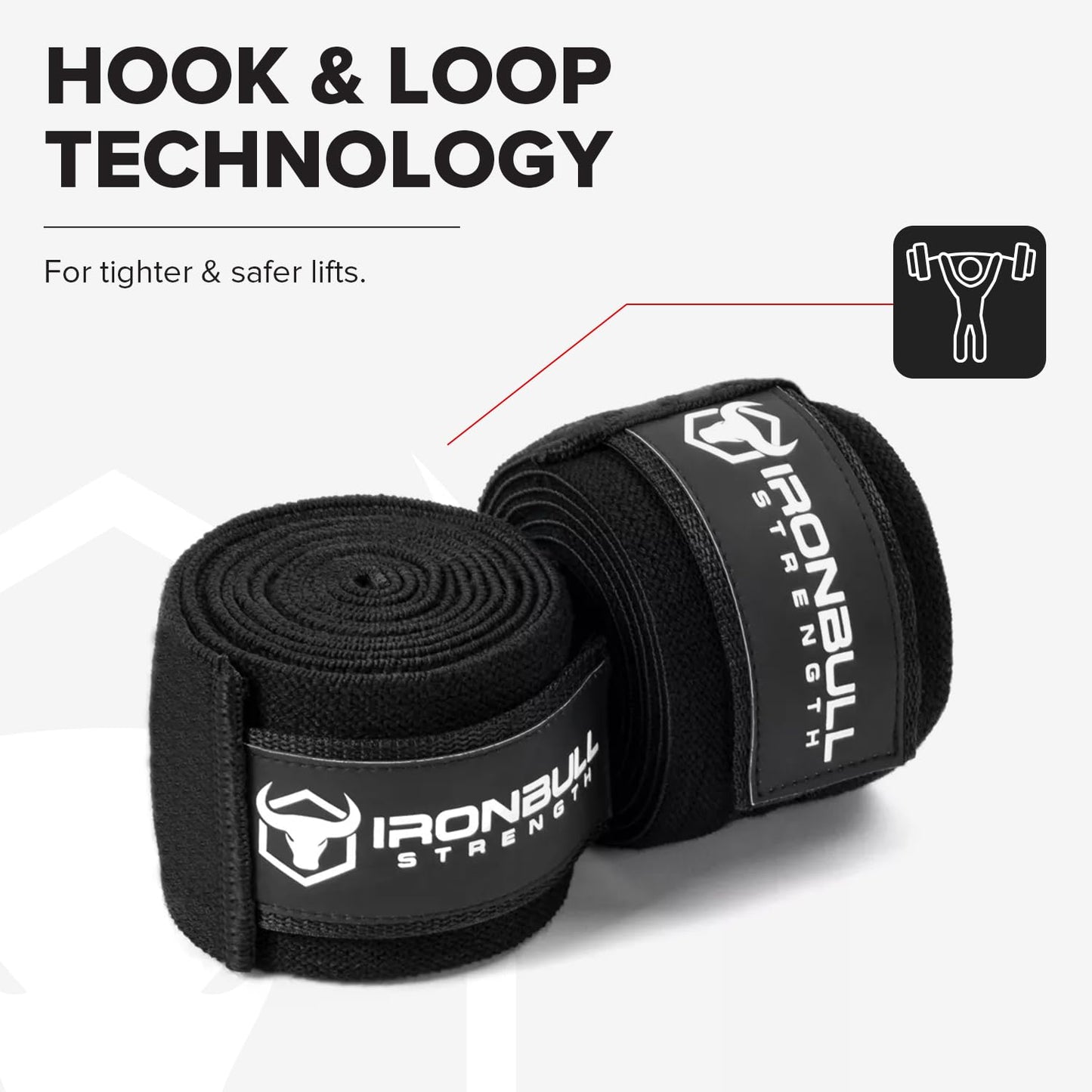 80" Elastic Knee Wraps for Weightlifting, Squats, and Powerlifting, Compression Knee Support for Gym and Strength Training