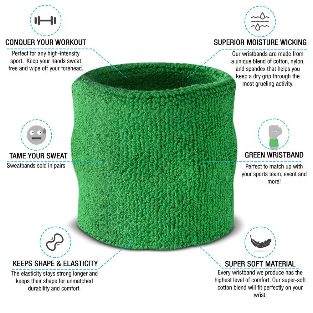 Suddora Wrist Sweatbands – Absorbent & Breathable Thick Cotton Bands for Sports, Workouts, Basketball, Tennis, Football, and Gymnastics | Multiuse Wristbands for Fitness, Costumes & Cosplay