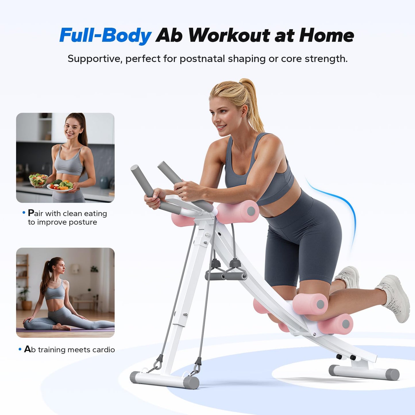 MERACH Ab Machine – Adjustable Ab Trainer with Ergonomic Arc Track, Foldable Ab Workout Equipment for Full Body Home Gym Exercise and Core Training