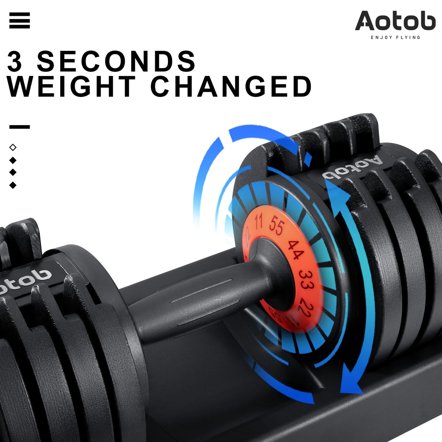 Adjustable Dumbbell Set 25/55 lbs Pair, Fast-Adjust Anti-Slip Handle for Home Gym Workouts