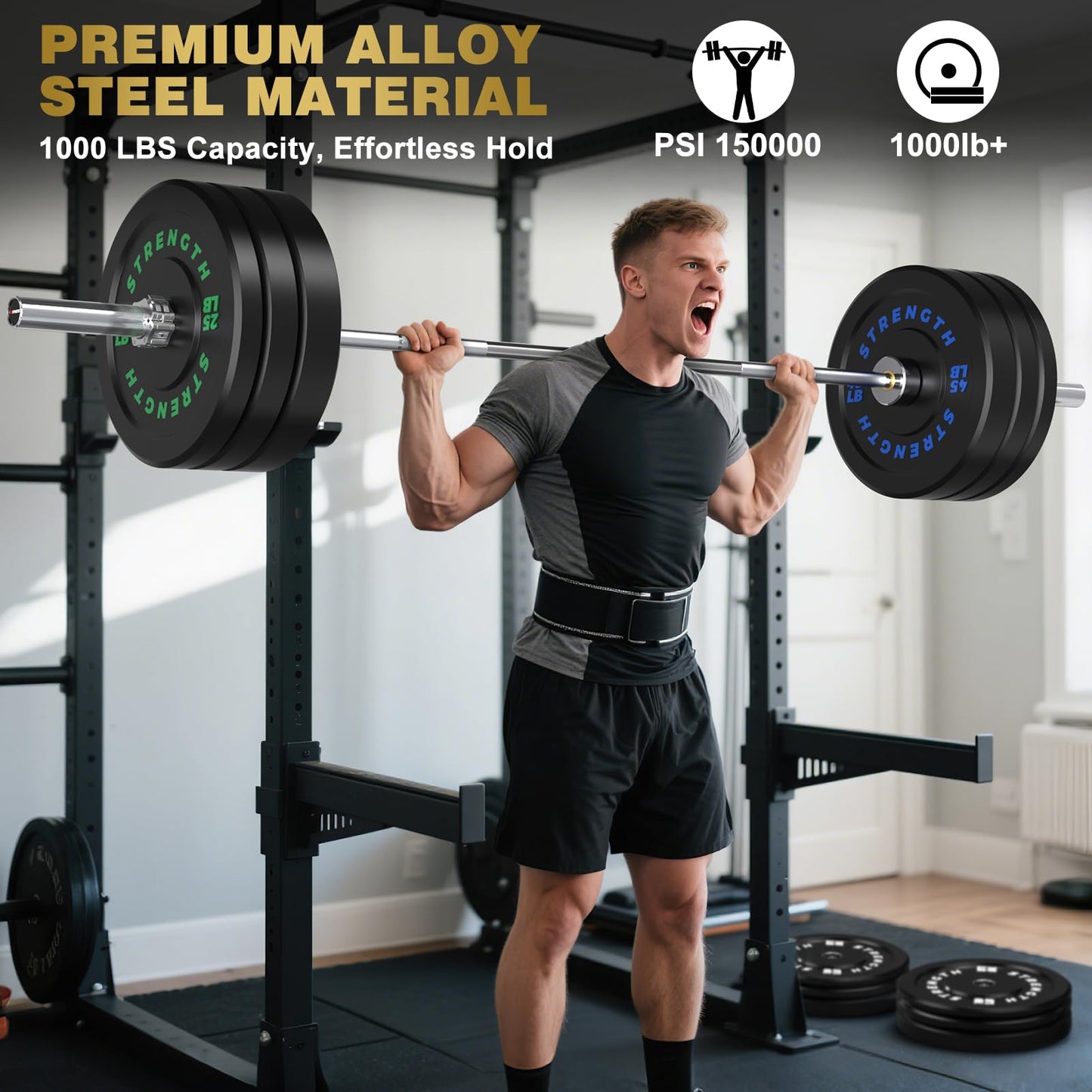 Olympic Rubber Bumper Weight Set – 2" Barbell Plates for Home Gym Strength Training, Durable Rubber Coated Plates for Powerlifting, Squats & Deadlifts