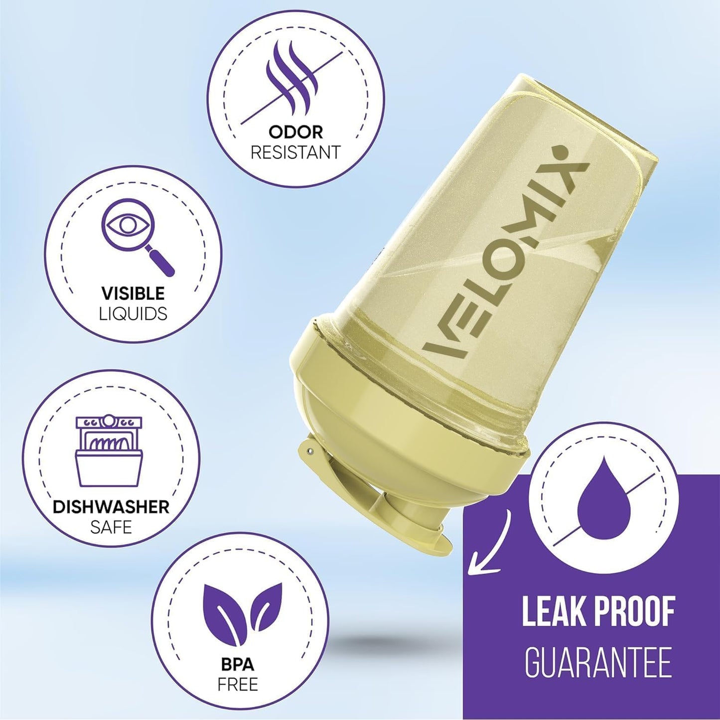 VELOMIX -6 PACK- 20 oz Protein Shaker Bottles for Protein Mixes | Leak-Proof Small Shaker Cups with Wire Whisks | Durable Protein Shake Bottle Pack for Gym, Fitness, and Smoothies (Pastel Shades Series)