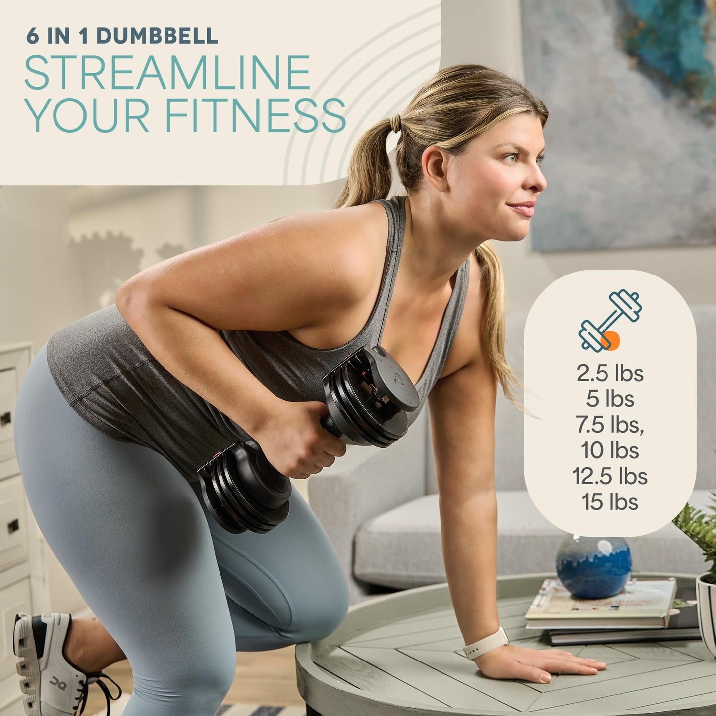 Adjustable 5-in-1 Dumbbell Set 15/25/43/55 lbs with Rack, Quick-Adjust Compact Hand Weights for Home Gym Fitness