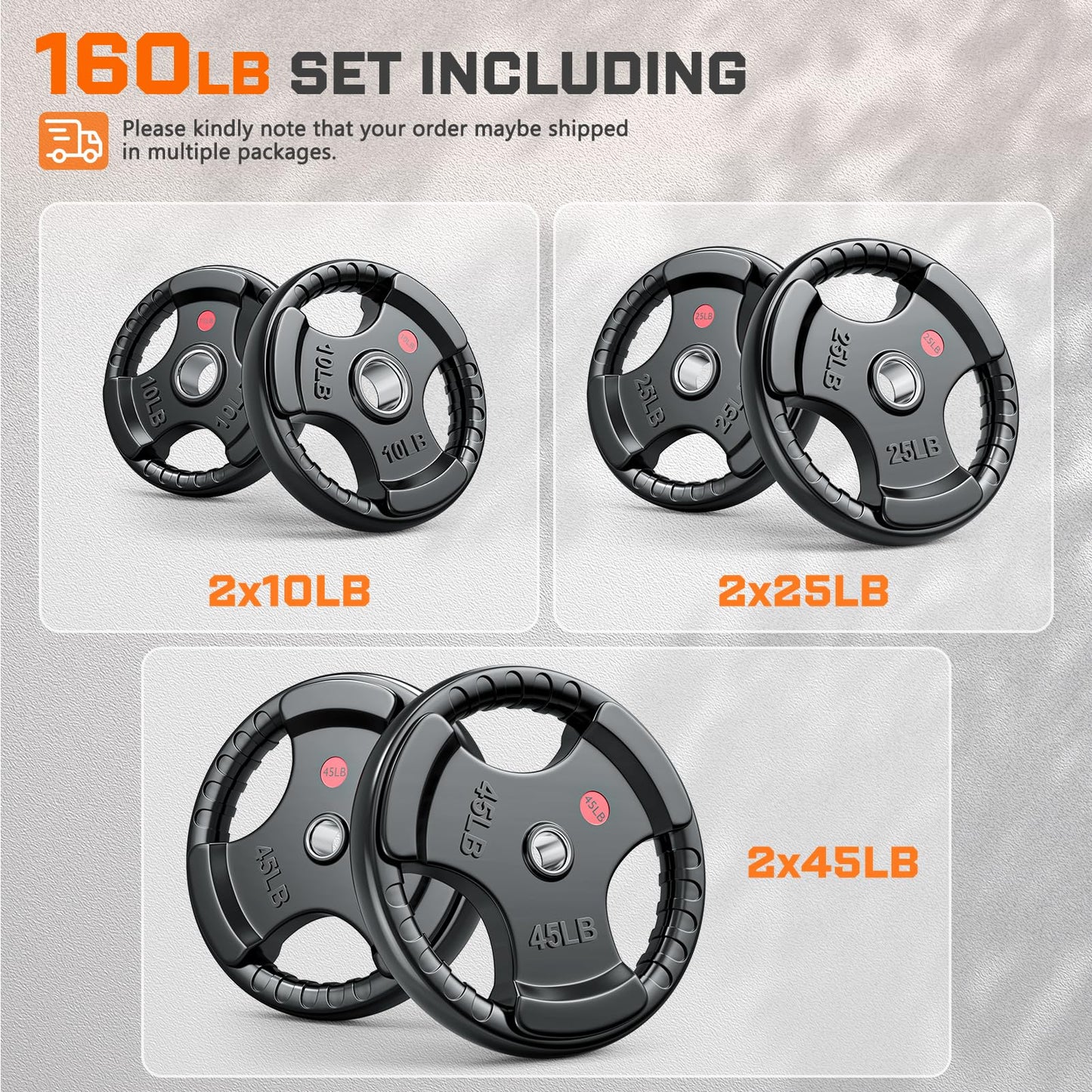 XDDIAS 2-Inch Olympic Rubber Weight Plates, Solid Cast Iron Grip Plates for Strength Training, Weightlifting, and Bodybuilding – Pairs and Sets for Home or Gym