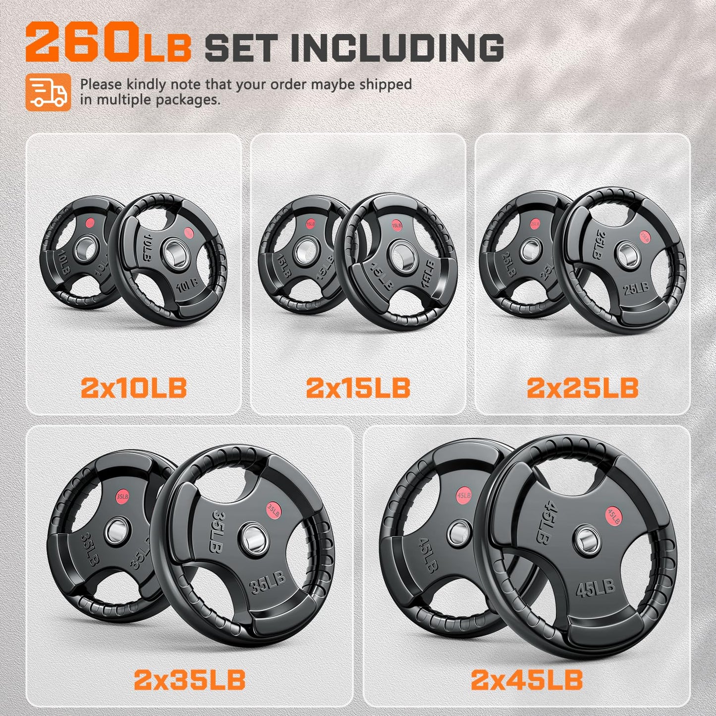 XDDIAS 2-Inch Olympic Rubber Weight Plates, Solid Cast Iron Grip Plates for Strength Training, Weightlifting, and Bodybuilding – Available in Pairs and Sets for Home or Gym