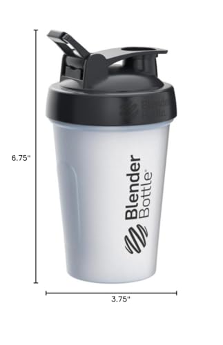 BlenderBottle Classic Shaker Bottle – 20 oz Leak-Proof Protein Shake Cup with BlenderBall Wire Whisk | Perfect for Protein Shakes, Smoothies & Pre-Workout Drinks | BPA-Free, Clear/Black