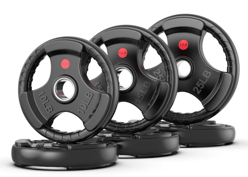 XDDIAS 2-Inch Olympic Rubber Weight Plates, Solid Cast Iron Grip Plates for Strength Training, Weightlifting, and Bodybuilding – Pairs and Sets for Home or Gym