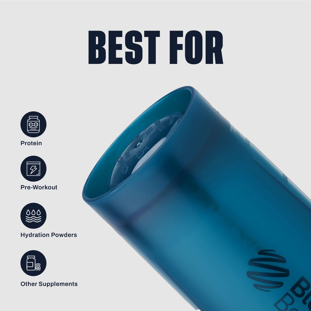 BlenderBottle Classic V2 Shaker Bottle (32 oz, Ocean Blue) – Large Protein Shaker Cup for Smooth Protein Shakes & Pre-Workout Drinks | BPA-Free, Leak-Proof Bottle with BlenderBall Wire Whisk | Dishwasher Safe