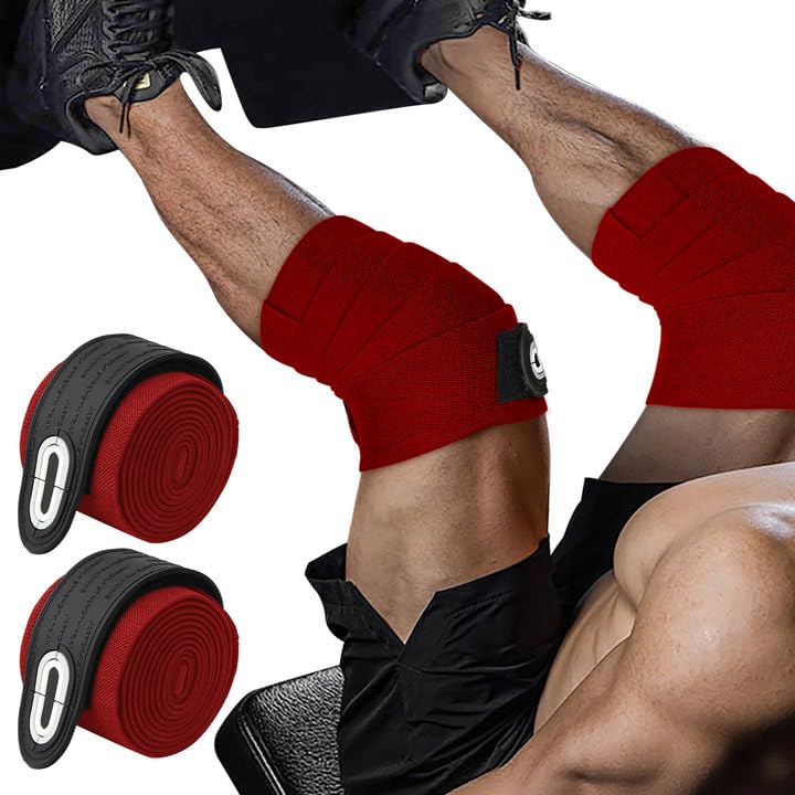 Jaffick Knee Wraps for Weightlifting (Pair) – 70" Double-Layer Reinforced Compression Knee Straps with Adjustable Support – Premium Knee Wraps for Powerlifting, Squats, and Strength Training – Gym Accessories for Men & Women