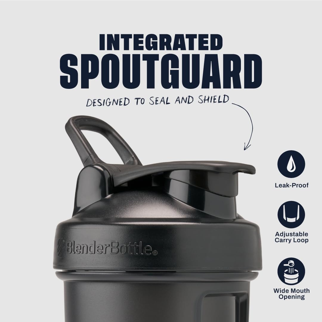 BlenderBottle Classic V2 Shaker Bottle (20 oz, Black) – Ideal for Protein Shakes, Smoothies & Pre-Workout | Leak-Proof, BPA-Free Shaker Cup with BlenderBall Wire Whisk for Smooth Mixing | Dishwasher Safe