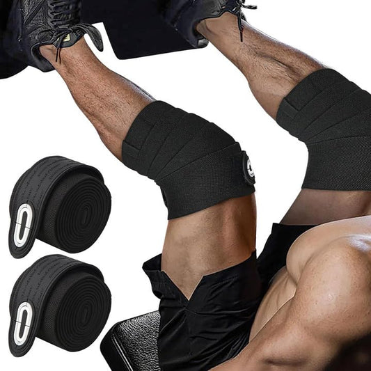 Jaffick Knee Wraps for Weightlifting (Pair) – 70" Double-Layer Reinforced Compression Knee Straps with Adjustable Hook-and-Loop Closure – Heavy-Duty Knee Support for Powerlifting, Squats & Strength Training – Gym Accessories for Men & Women