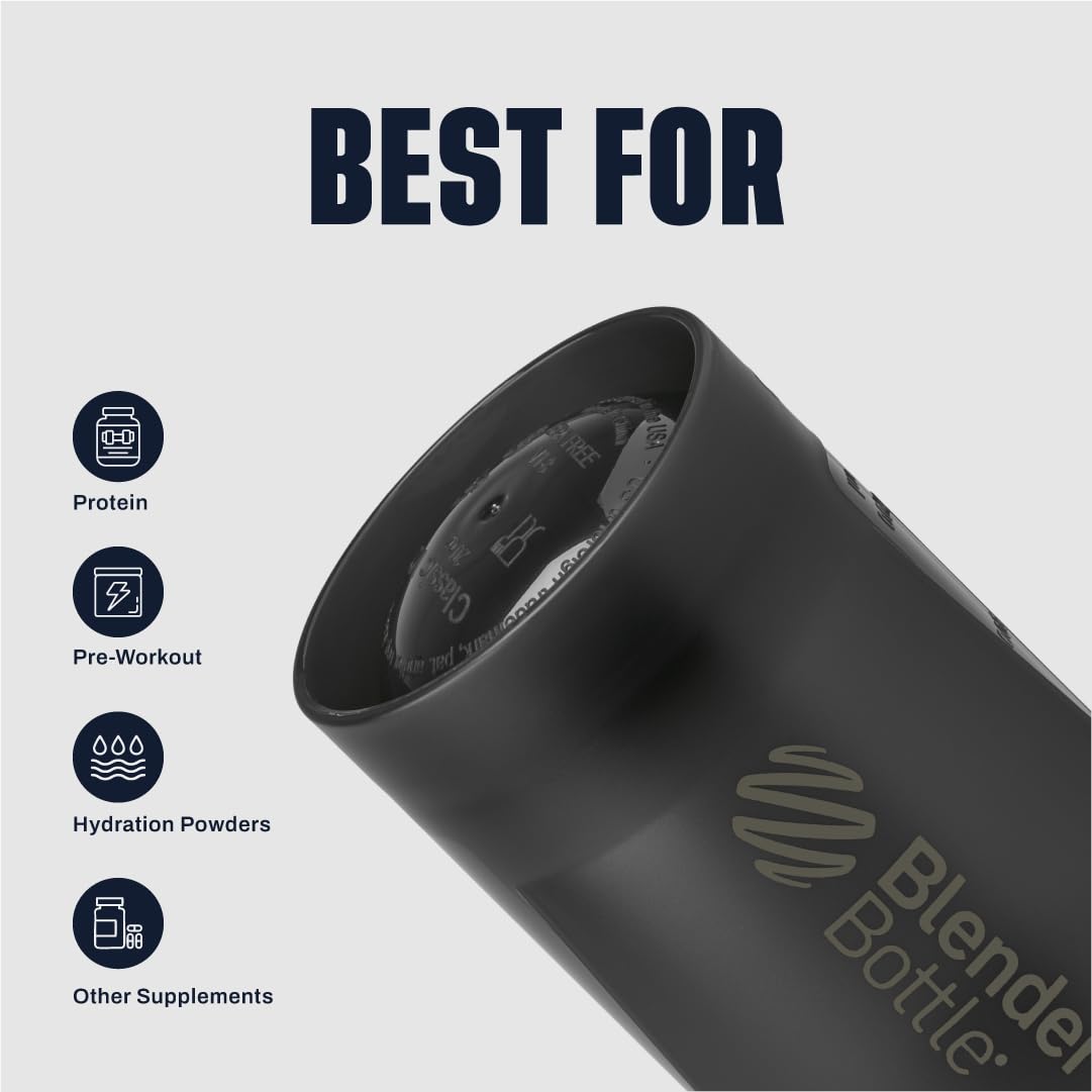 BlenderBottle Classic V2 Shaker Bottle (28 oz, Grey/Black – Black Shadow) – Premium Protein Shaker Cup for Smooth Shakes & Pre-Workout Drinks | BPA-Free, Leak-Proof Design with BlenderBall Wire Whisk | Dishwasher Safe