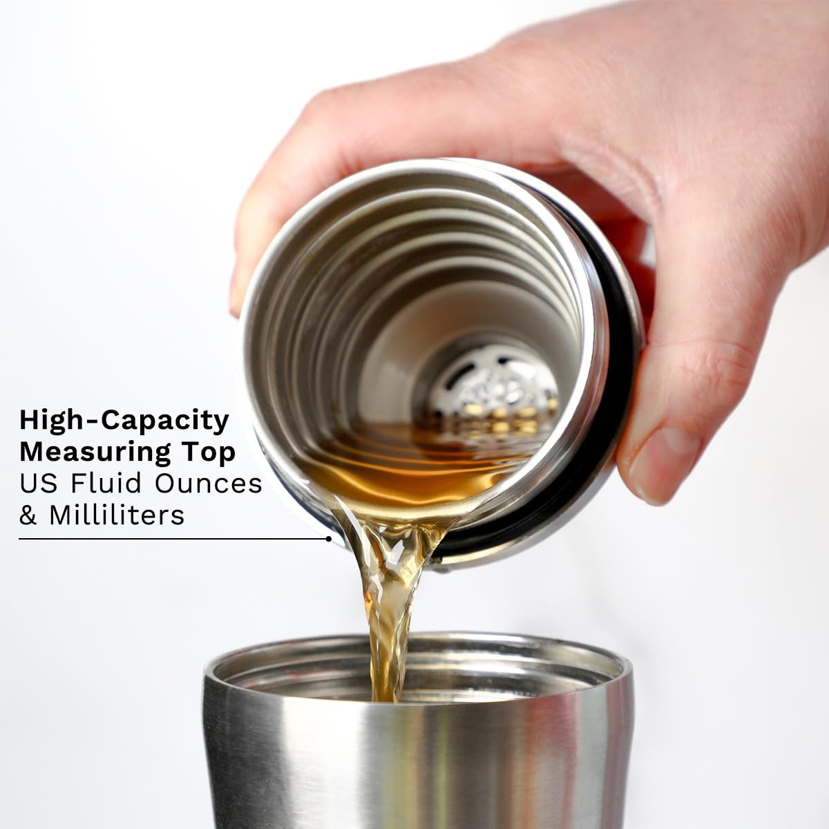 Elevated Craft Hybrid Cocktail Shaker - 28oz Premium Vacuum Insulated Stainless Steel Martini Shaker with Built-in Measuring System - Professional Cocktail Shaker for Home Bartenders