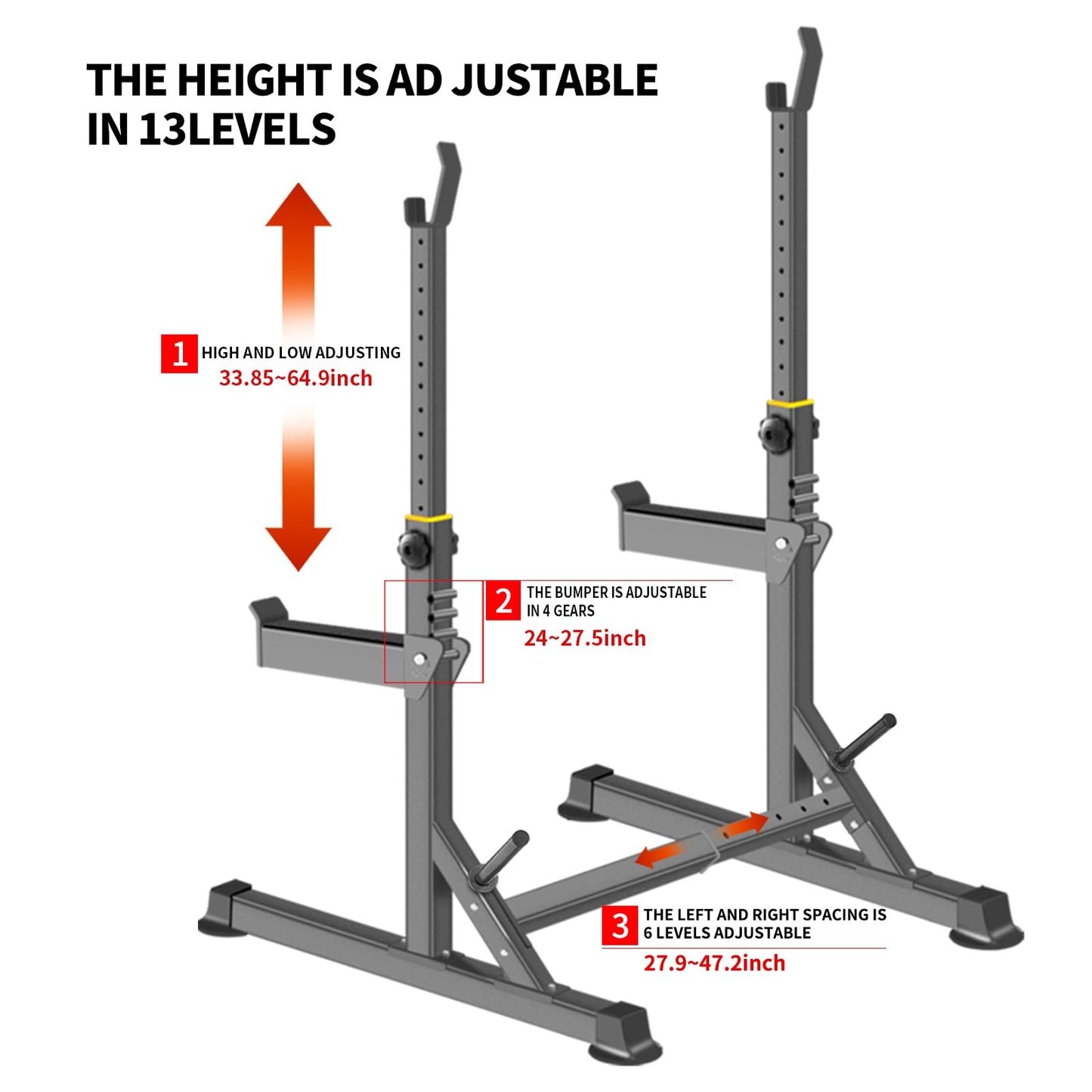 Adjustable Multi-Function Squat Rack – Barbell Rack for Weight Lifting, Home Gym Workouts, and Bench Press