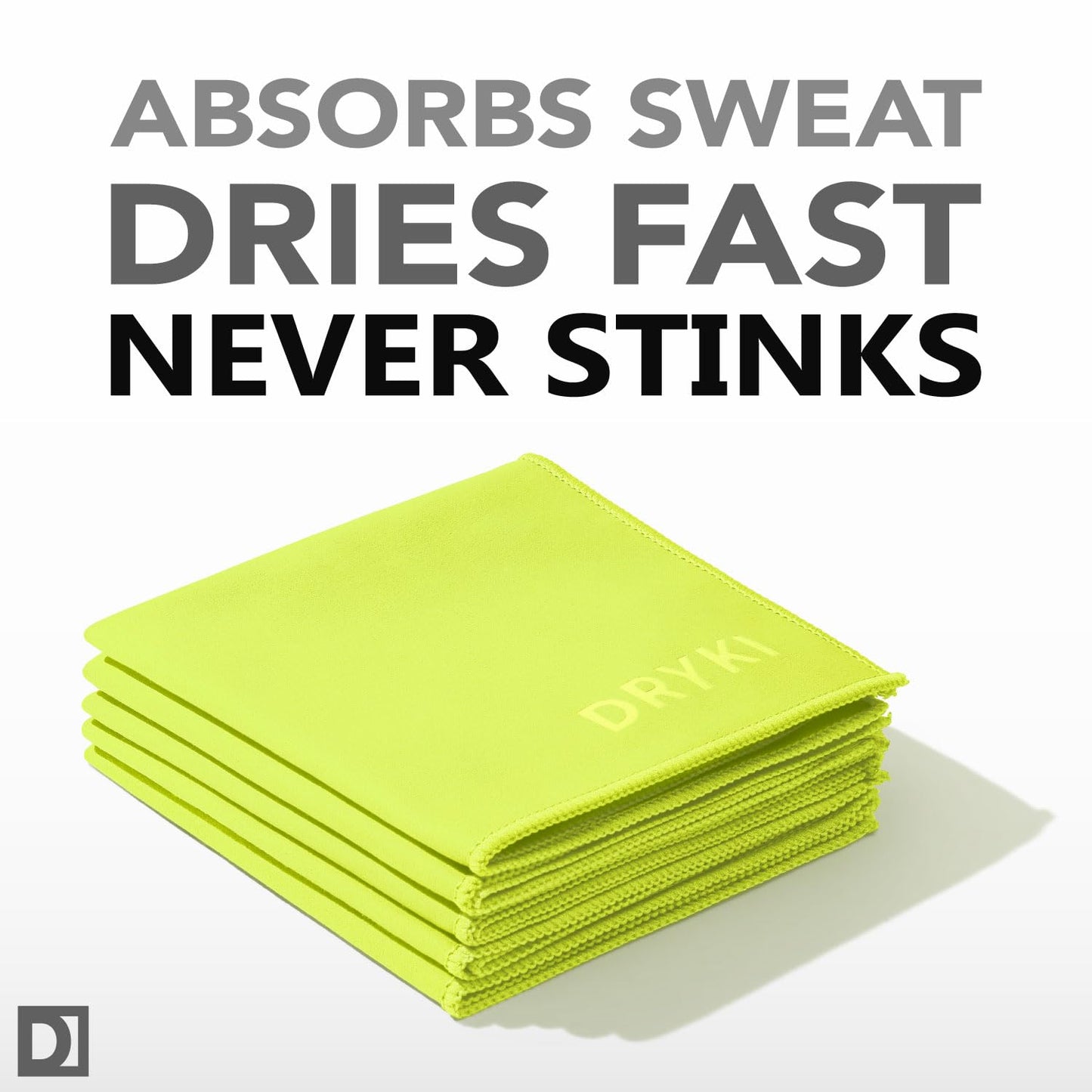 Sweat Absorbing Handkerchiefs (5 Pack, High-Vis Yellow) – The Original Pocket-Sized Sweat Towels | Quick-Dry Microfiber Sweat Rags for Face, Hands & Body | Ideal for Gym, Sports, Running & Work – For Men & Women