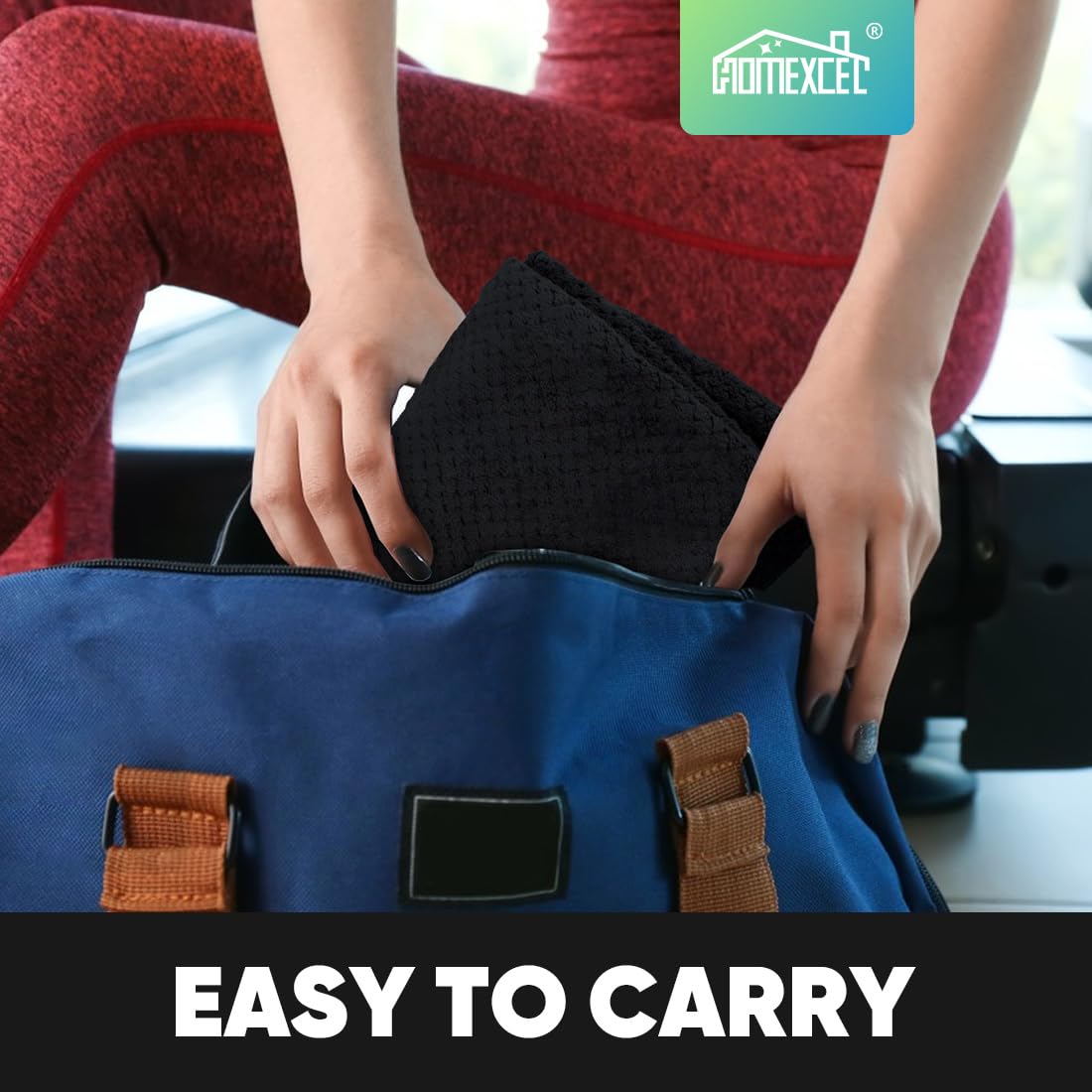 HOMEXCEL Black Gym Towels (3 Pack, 16x27 Inches) – Ultra Soft & Fast Drying Microfiber Towels for Gym, Yoga, Fitness, Spa, Camping & Hotel Use | Highly Absorbent Hand Towels for Daily Use