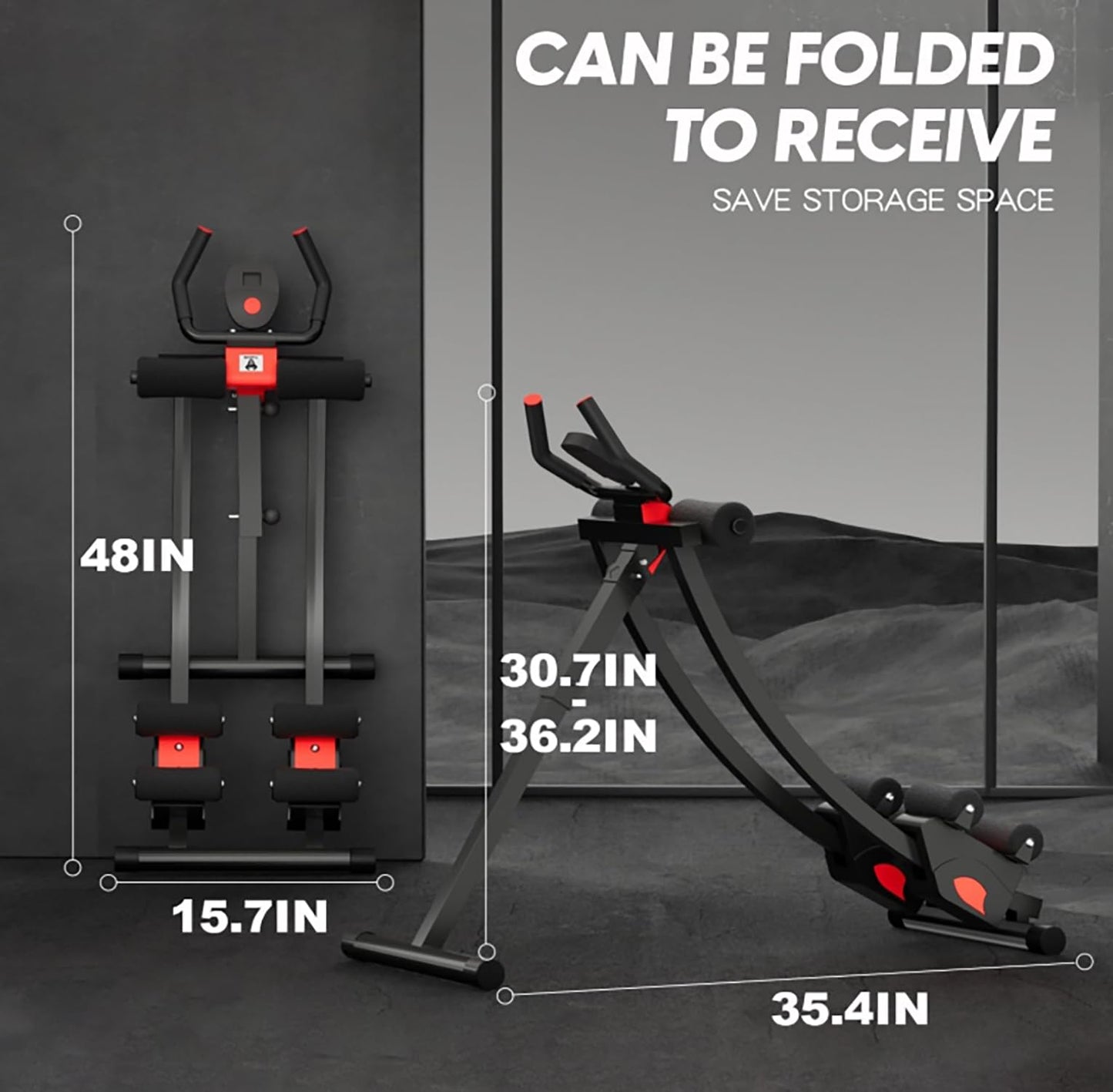 Foldable Ab Machine – Home Gym Workout Equipment for Strength Training and Stomach Workout, Adjustable Abdominal Trainer for Men and Women