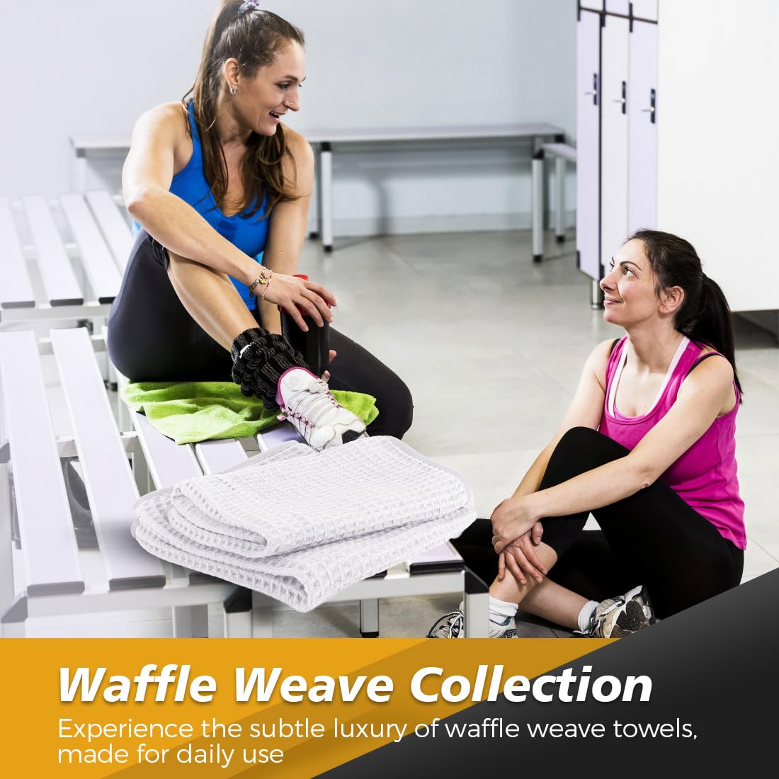 HOMEXCEL Premium Waffle Gym Towels 4 Pack (15x25 Inches) – Ultra Soft, Highly Absorbent & Quick Dry Microfiber Towels for Gym, Shower, Spa, Hotel & Kitchen | Cooling Workout Towels