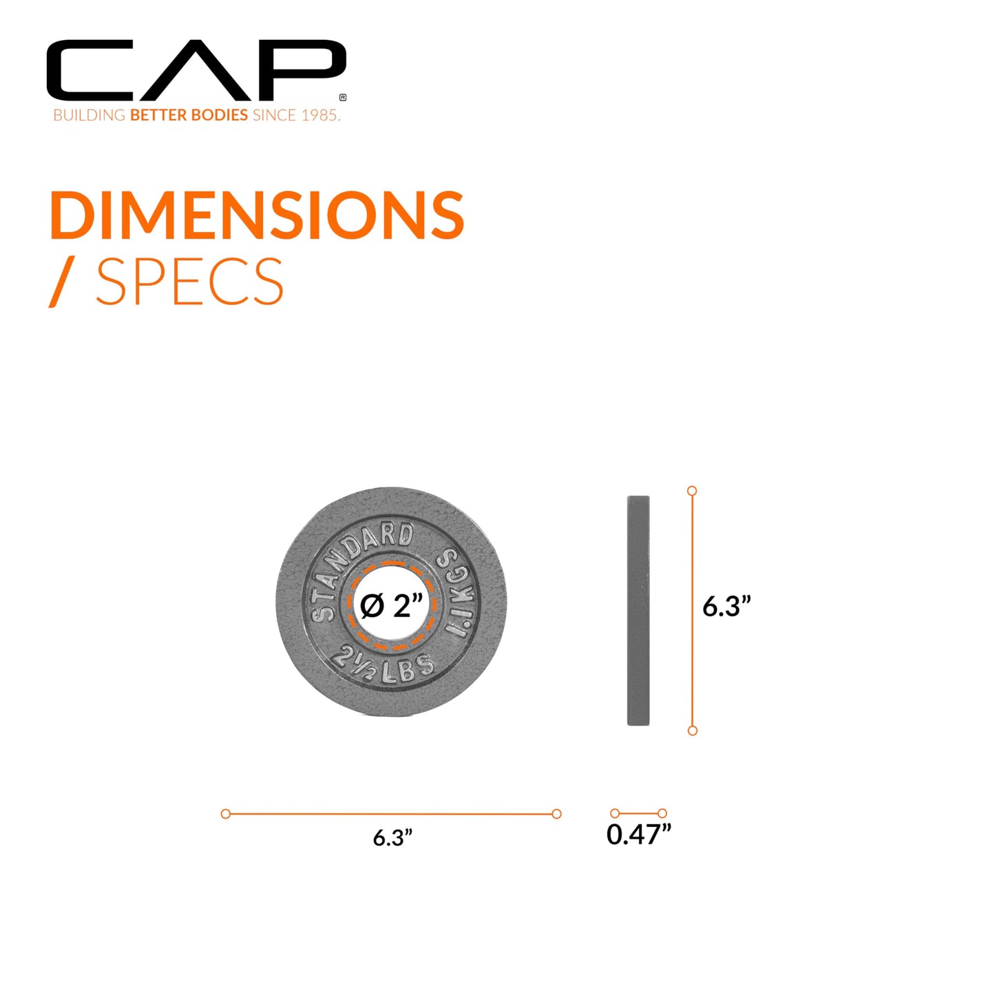 CAP Barbell 2-Inch Olympic Weight Plate – Cast Iron Barbell Plates for Strength Training, Powerlifting, and Weightlifting | Multiple Weight Options