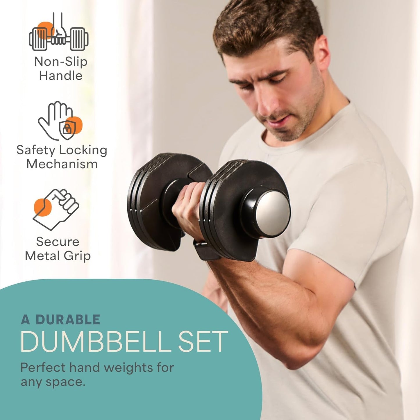 Adjustable 5-in-1 Dumbbell Set 15/25/43/55 lbs with Rack, Quick-Adjust Compact Hand Weights for Home Gym Fitness