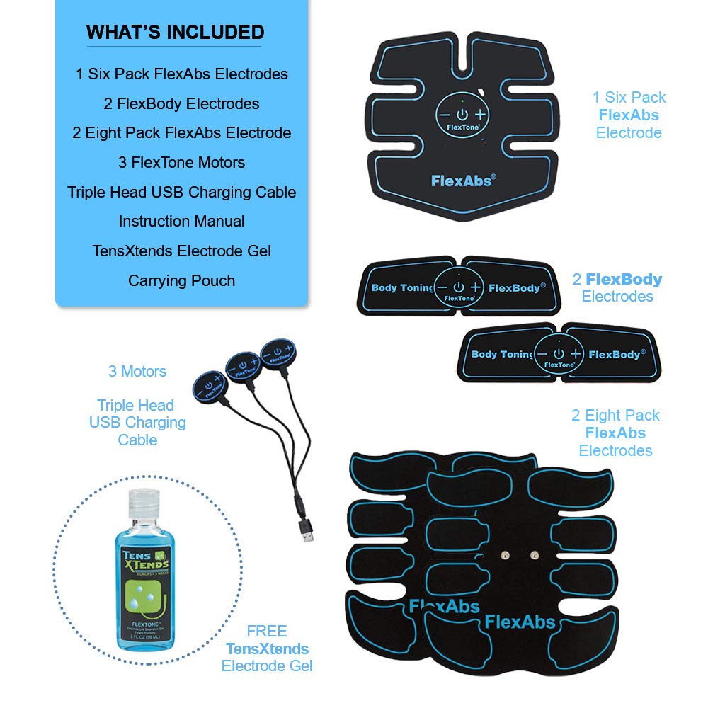 Abs Stimulator Muscle Toner – FDA Cleared Rechargeable Wireless EMS Massager – Electronic Power Abs Trainer for Men, Women & Bodybuilders – Abdominal, Arm & Leg Muscle Training (3 Motors)