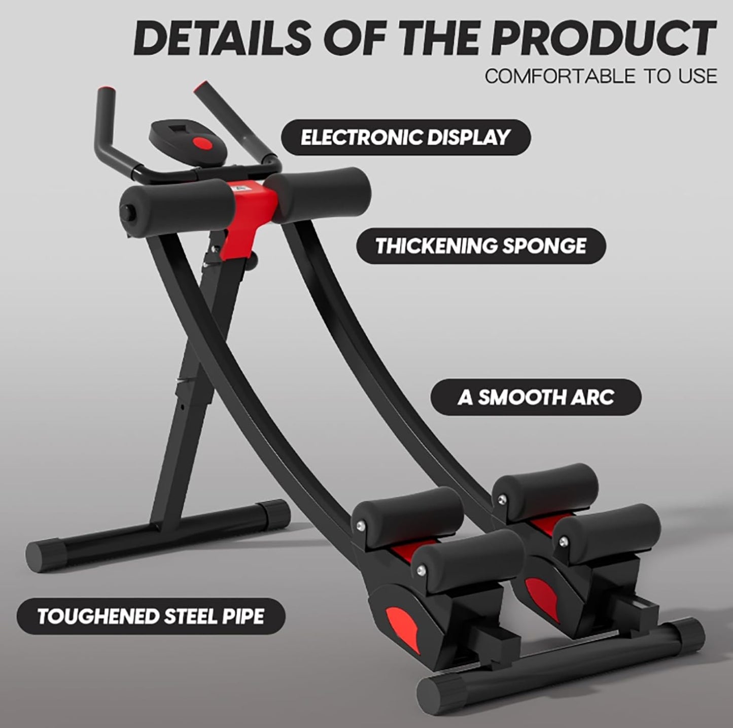 Foldable Ab Machine – Home Gym Workout Equipment for Strength Training and Stomach Workout, Adjustable Abdominal Trainer for Men and Women