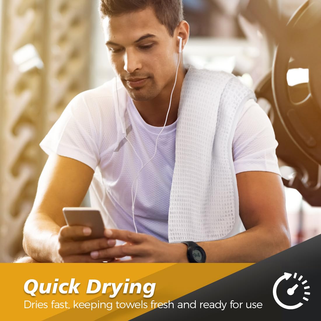 HOMEXCEL Premium Waffle Gym Towels 4 Pack (15x25 Inches) – Ultra Soft, Highly Absorbent & Quick Dry Microfiber Towels for Gym, Shower, Spa, Hotel & Kitchen | Cooling Workout Towels