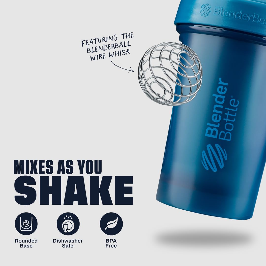 BlenderBottle Classic V2 Shaker Bottle (32 oz, Ocean Blue) – Large Protein Shaker Cup for Smooth Protein Shakes & Pre-Workout Drinks | BPA-Free, Leak-Proof Bottle with BlenderBall Wire Whisk | Dishwasher Safe