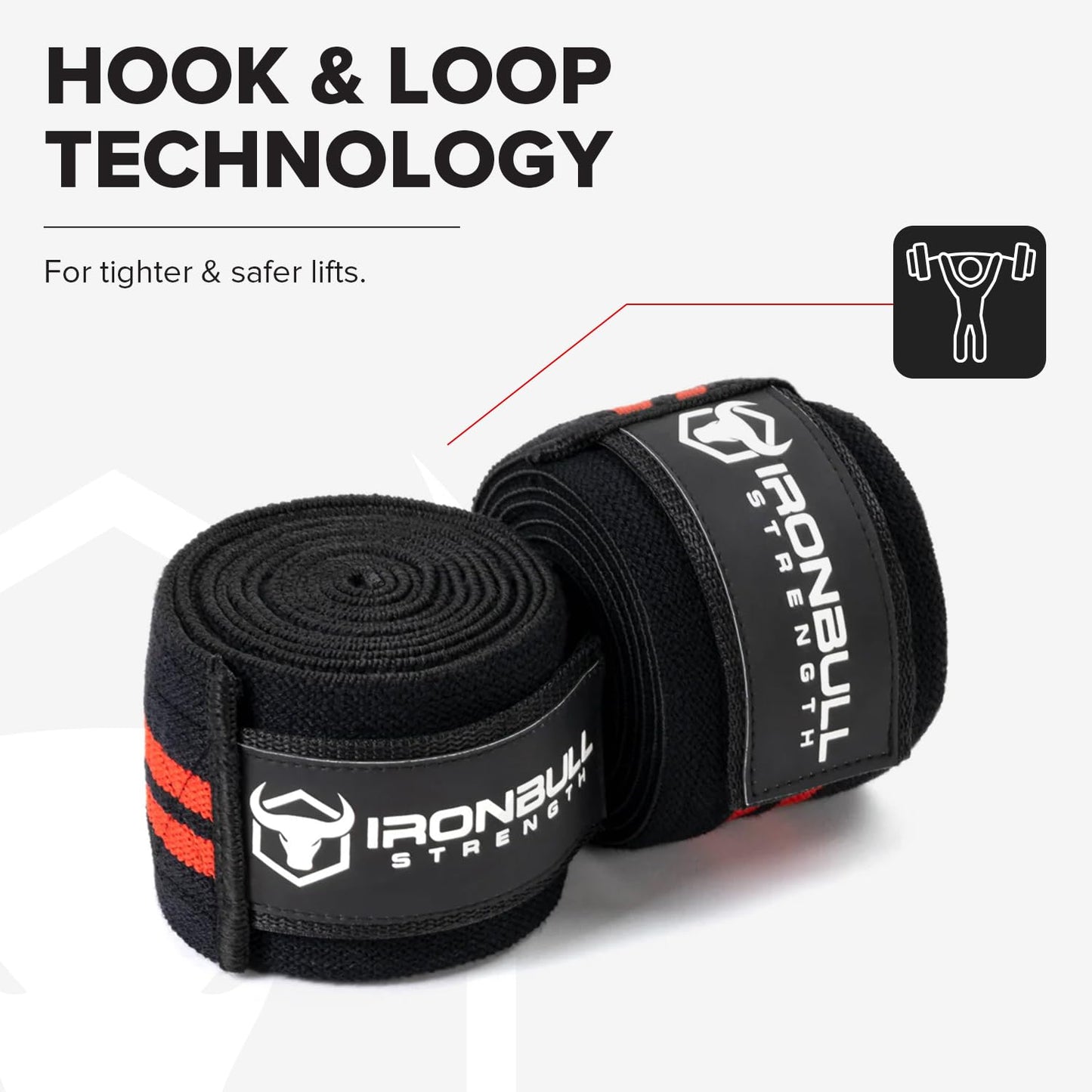 80" Elastic Knee Wraps for Weightlifting, Squats, and Powerlifting, Compression Knee Support for Strength Training and Gym Workouts