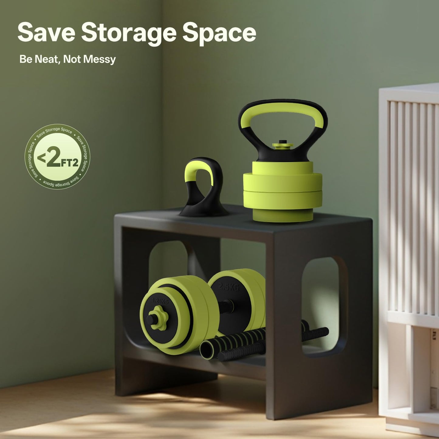 Adjustable 4-in-1 Dumbbell Set with Connector, Converts to Barbell, Kettlebell, Push-Up Stand and Ab Roller for Home Gym Workouts