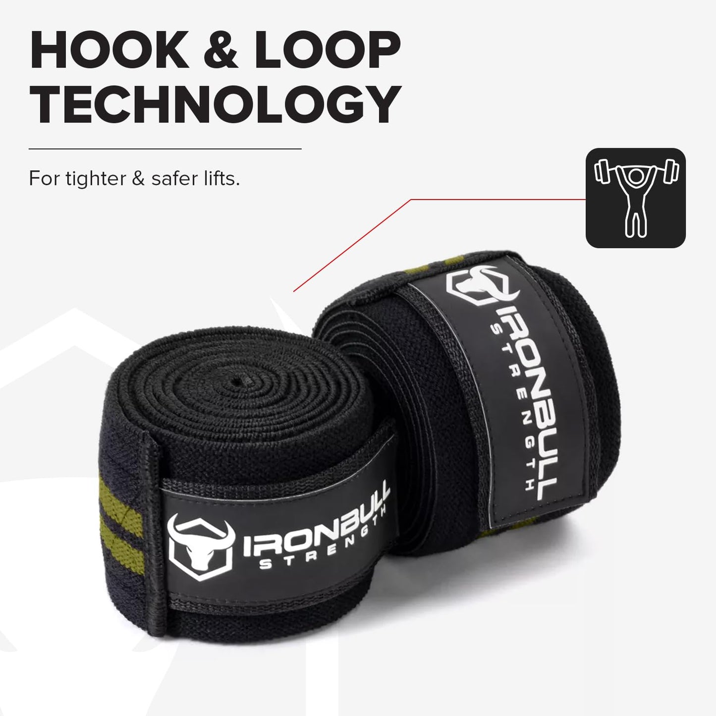 80" Elastic Knee Wraps for Weightlifting, Squats, and Powerlifting, Compression Knee Support for Gym and Strength Training