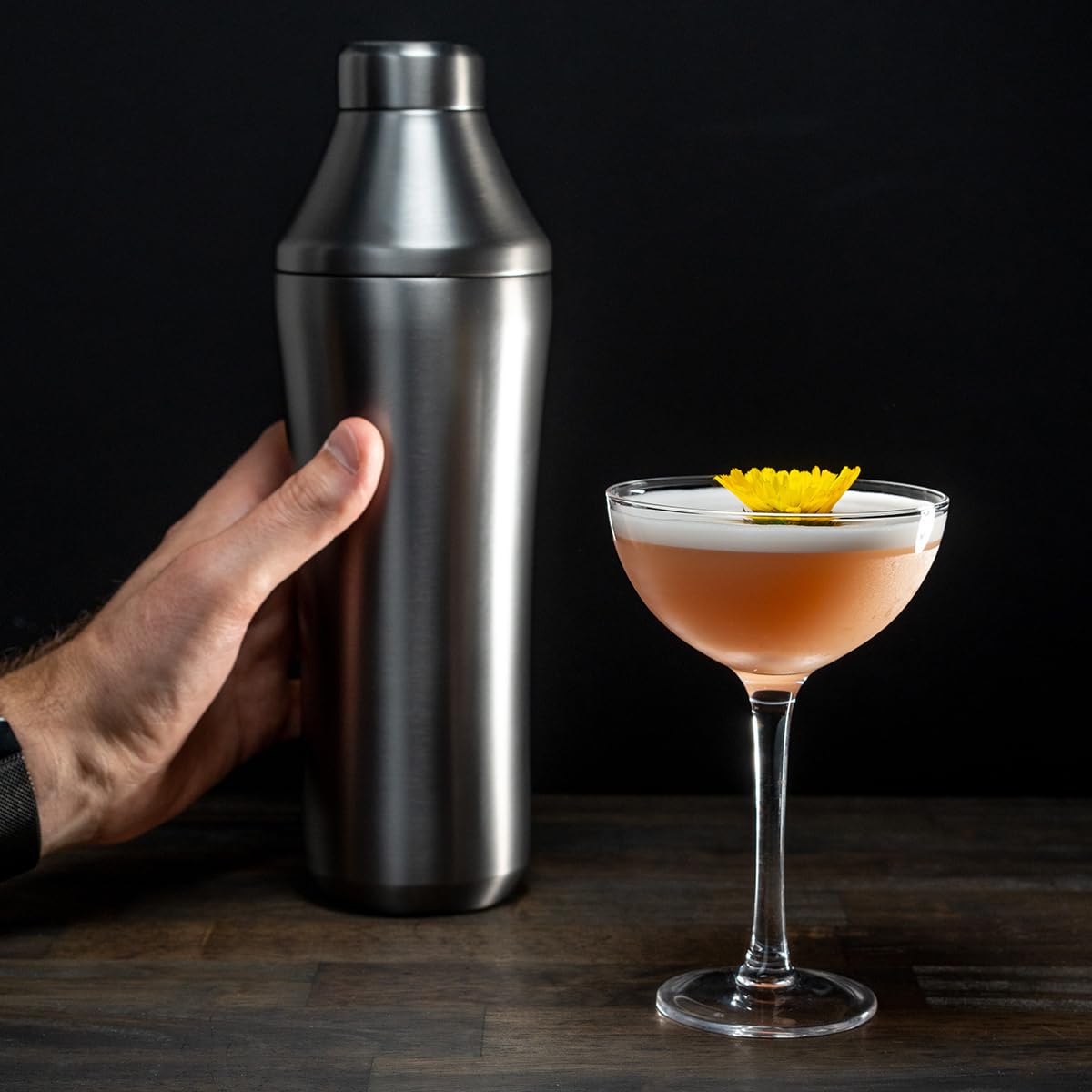 Elevated Craft Hybrid Cocktail Shaker - 28oz Vacuum Insulated Stainless Steel Martini Shaker with Built-in Measuring System - Premium Gunmetal Cocktail Mixer for Home Bartenders