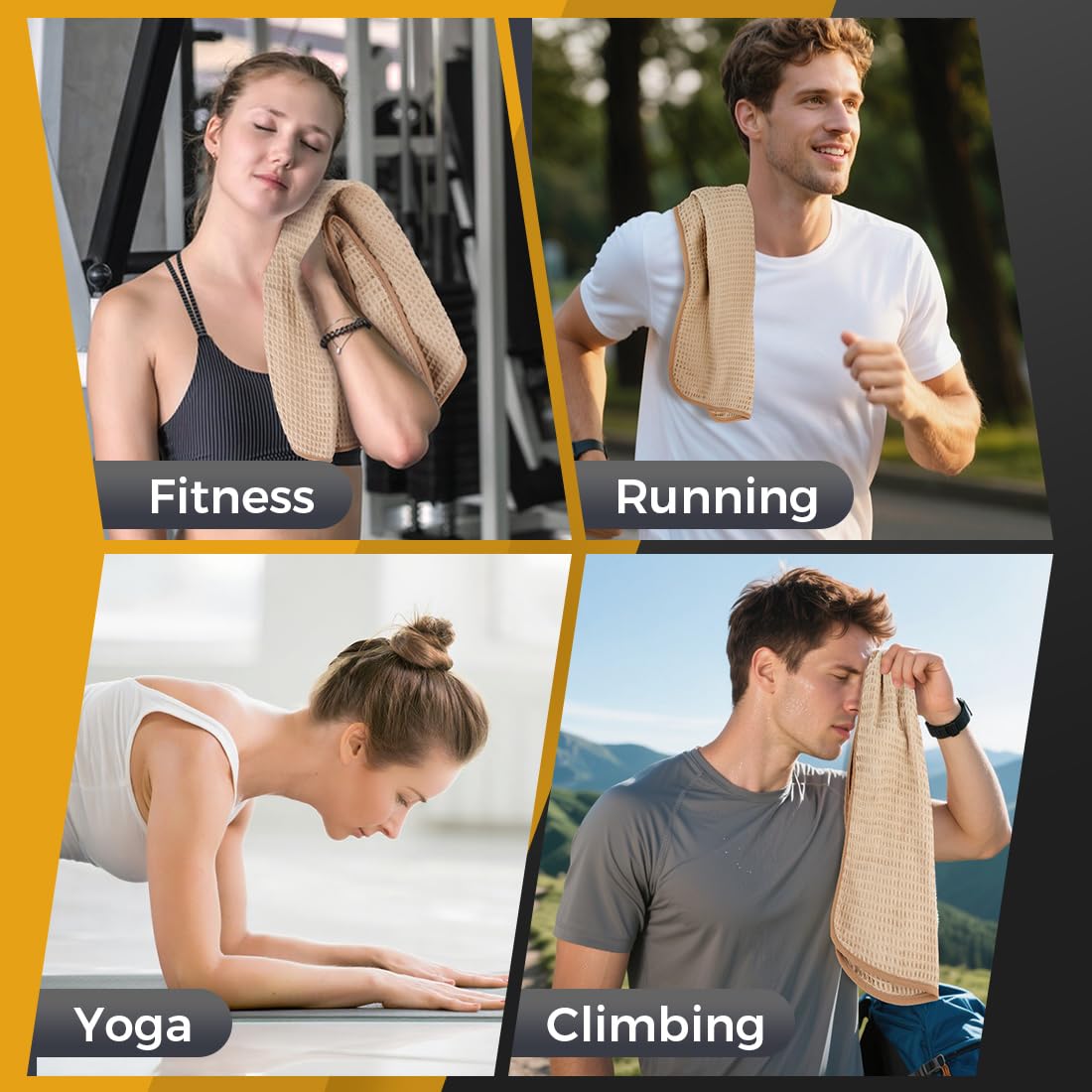 HOMEXCEL Gym Towels 4 Pack (15x25 Inches) – Ultra Soft Microfiber Towels for Gym, Fitness, Yoga, Shower, Spa & Bathroom | Highly Absorbent, Lightweight & Quick Dry Workout Towels