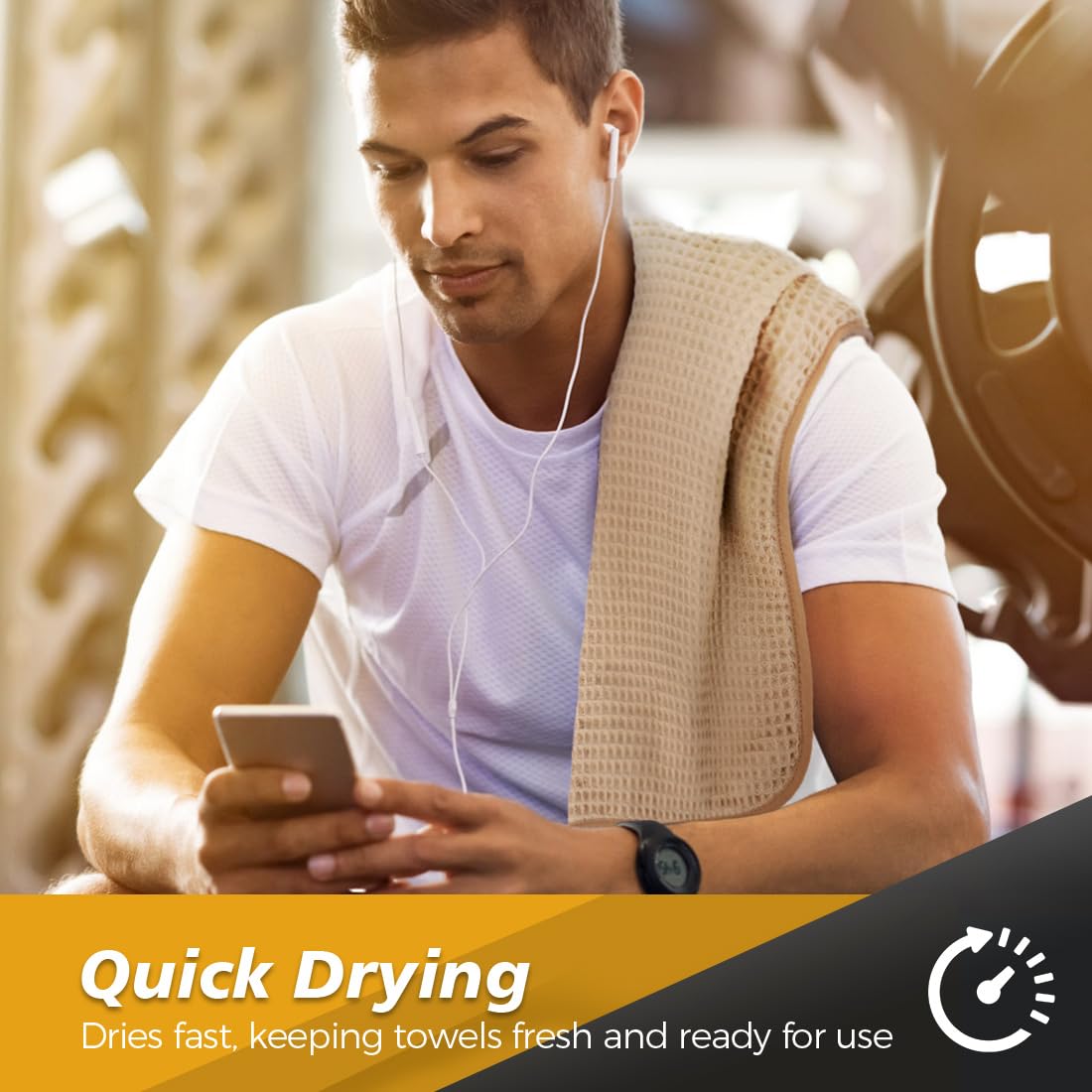 HOMEXCEL Gym Towels 4 Pack (15x25 Inches) – Ultra Soft Microfiber Towels for Gym, Fitness, Yoga, Shower, Spa & Bathroom | Highly Absorbent, Lightweight & Quick Dry Workout Towels