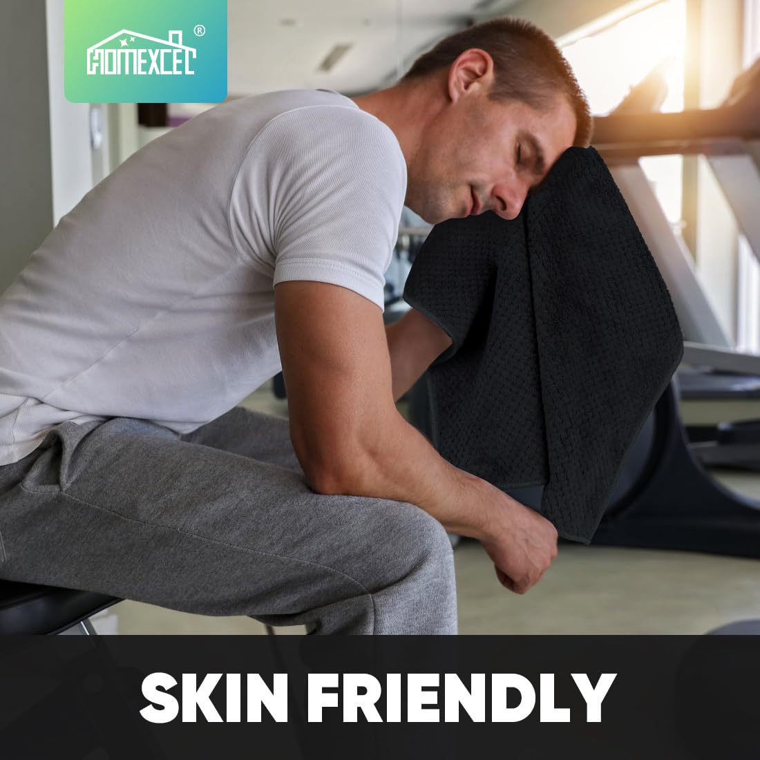 HOMEXCEL Black Gym Towels (3 Pack, 16x27 Inches) – Ultra Soft & Fast Drying Microfiber Towels for Gym, Yoga, Fitness, Spa, Camping & Hotel Use | Highly Absorbent Hand Towels for Daily Use