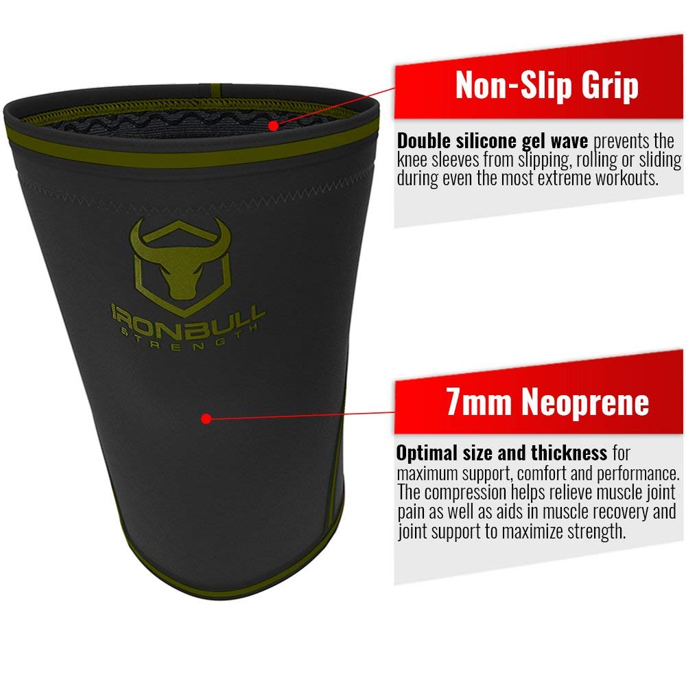 Iron Bull Strength 7mm Knee Sleeves (Pair) for Weightlifting & Powerlifting (USPA, IPL, IWF & USAW Approved) – Premium Knee Compression Support for Squats, Lifting, and Gym Training – Men & Women