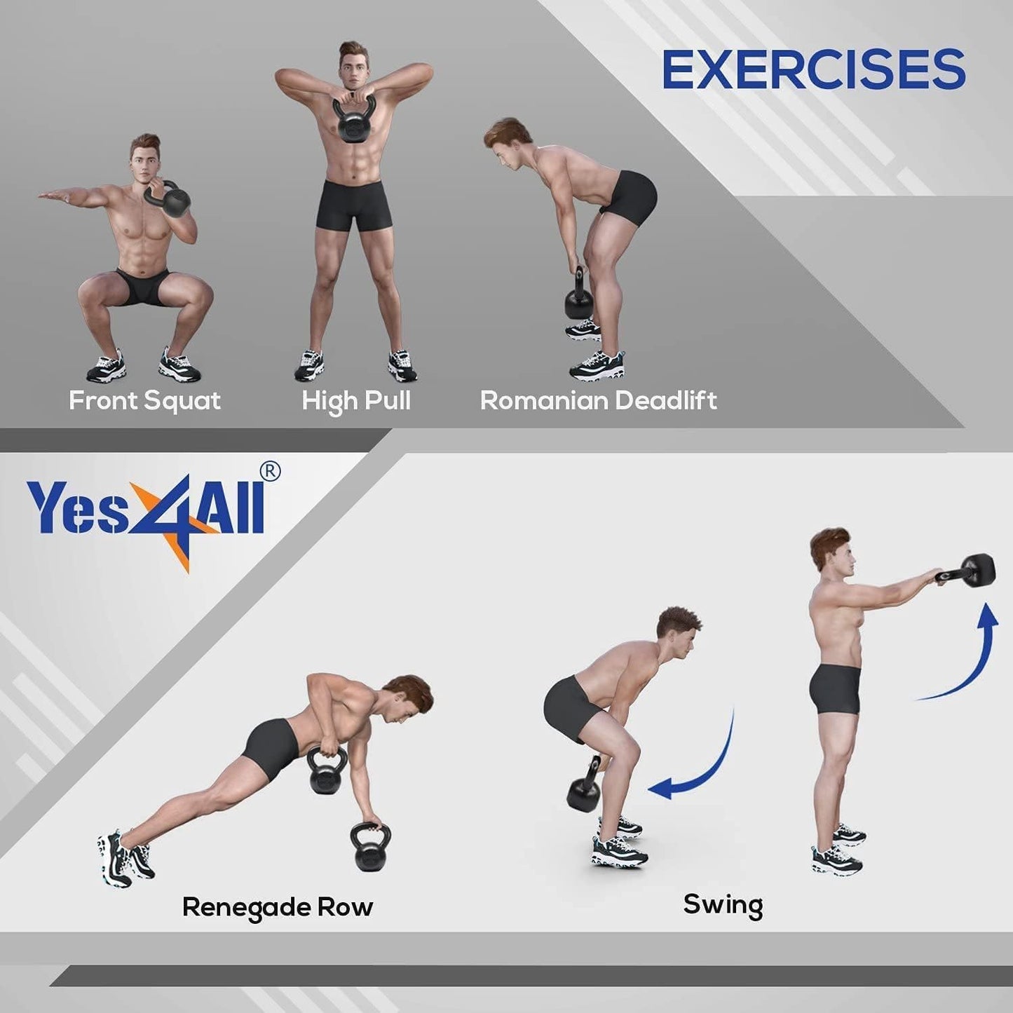 Cast Iron Kettlebell 5–80 lbs, Strength Training Weight for Full Body Workouts, Push-Ups and Grip Exercises at Home or Gym