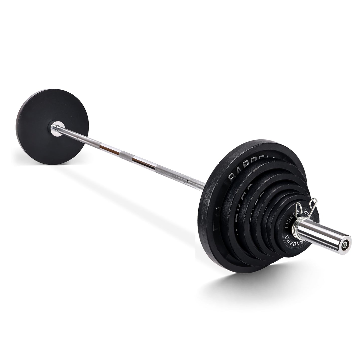 Fitvids 2-Inch Olympic Cast Iron Barbell Set, 255 lbs Weight Plates with 7FT Olympic Bar – 300 lbs Total, Multiple Package Options