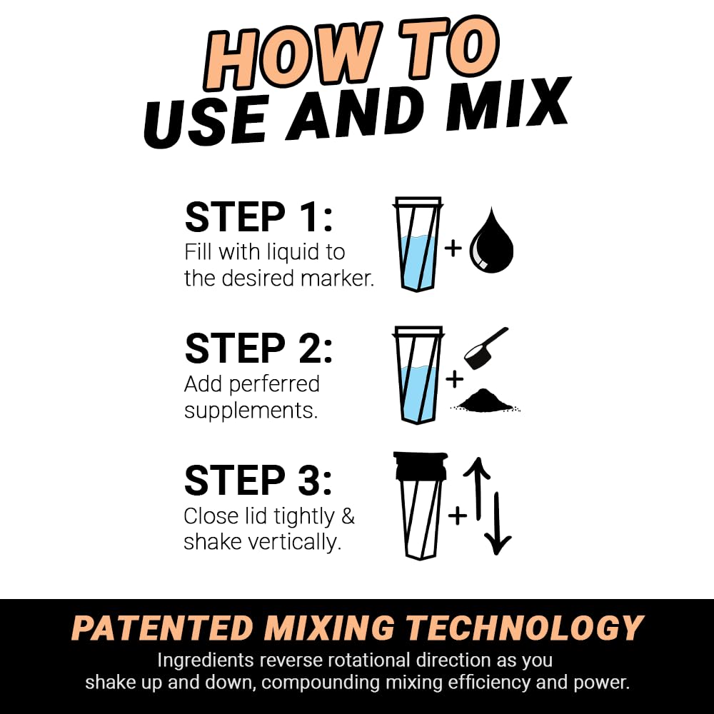 HELIMIX 2.0 Vortex Blender Shaker Bottle (28oz) – USA Made Protein Shaker Cup – No Ball or Whisk Needed – Portable Pre-Workout, Whey Protein & Smoothie Mixer – Ideal for Shakes, Cocktails & More – Dishwasher Safe