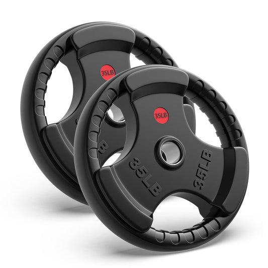 GIKPAL 2-Inch Rubber Olympic Grip Weight Plates, Barbell Plates for Strength Training and Weightlifting – 2.5/5/10/25/35/45 lbs Options for Home or Gym