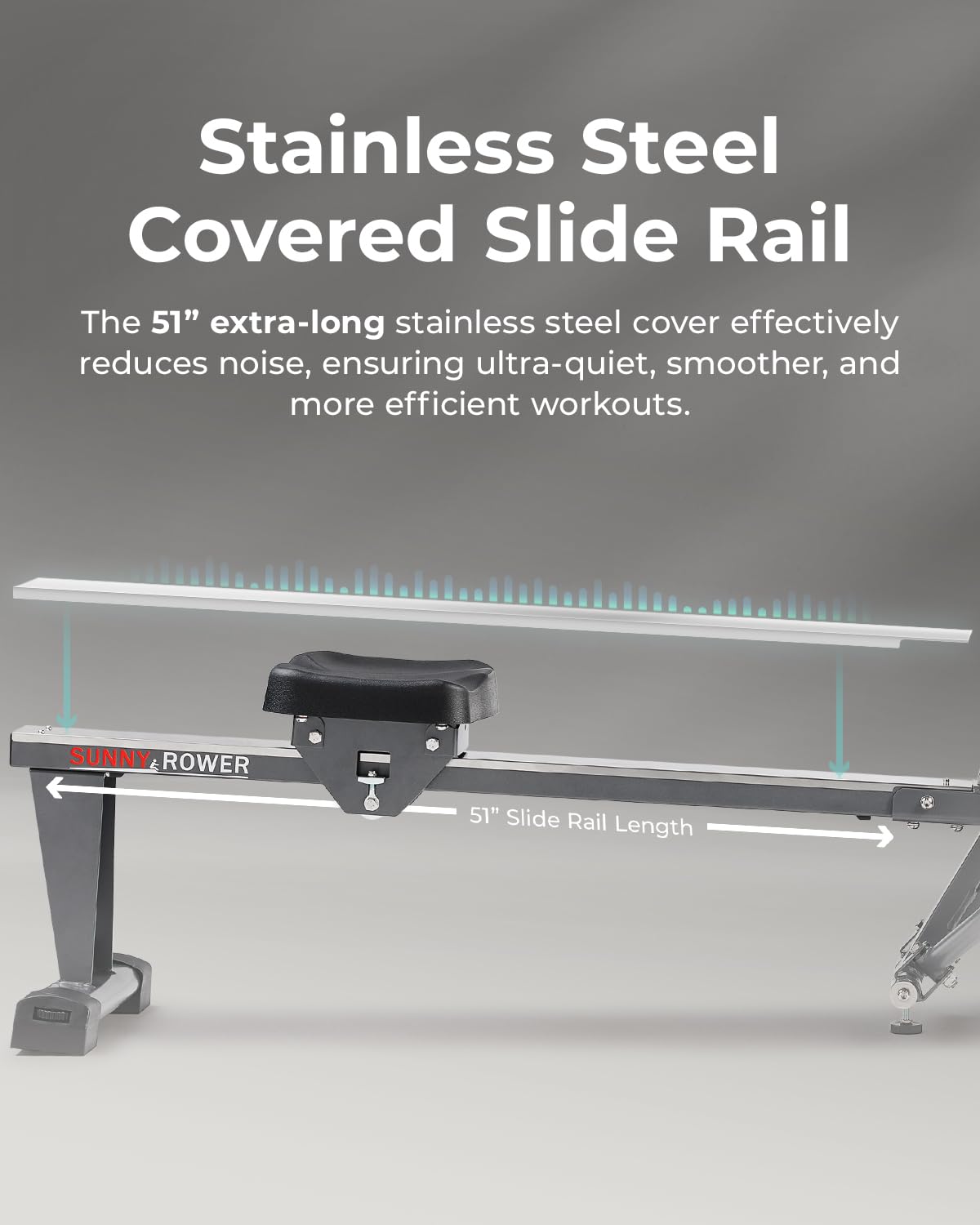 **Sunny Health & Fitness Compact Full-Motion Rowing Machine – Adjustable Resistance Rower for Low-Impact Full-Body Workouts, Long Slide Rail, Space-Saving Design, Compatible with Free SunnyFit App**