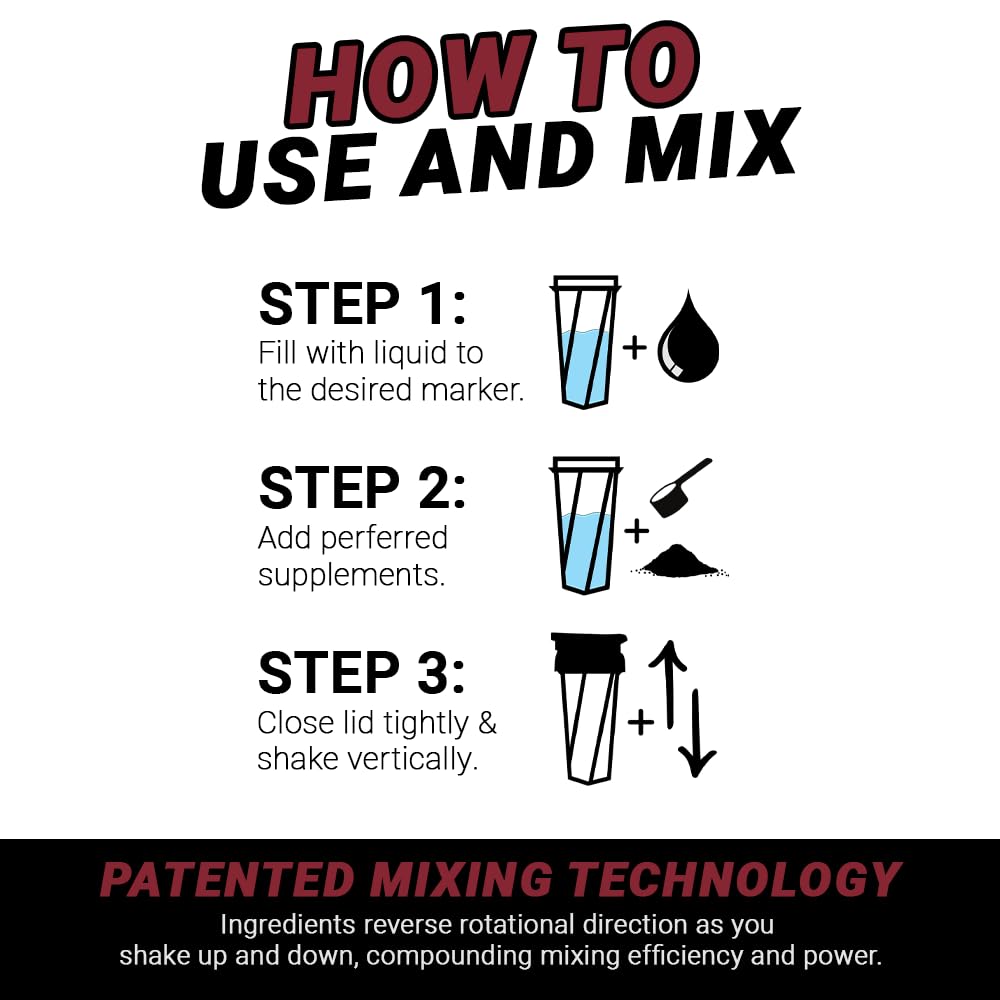 HELIMIX 2.0 Vortex Blender Shaker Bottle (28oz) – USA Made Protein Shaker Cup – No Ball or Whisk Needed – Portable Pre-Workout, Whey Protein & Smoothie Bottle – Mixes Shakes, Cocktails & More – Dishwasher Safe