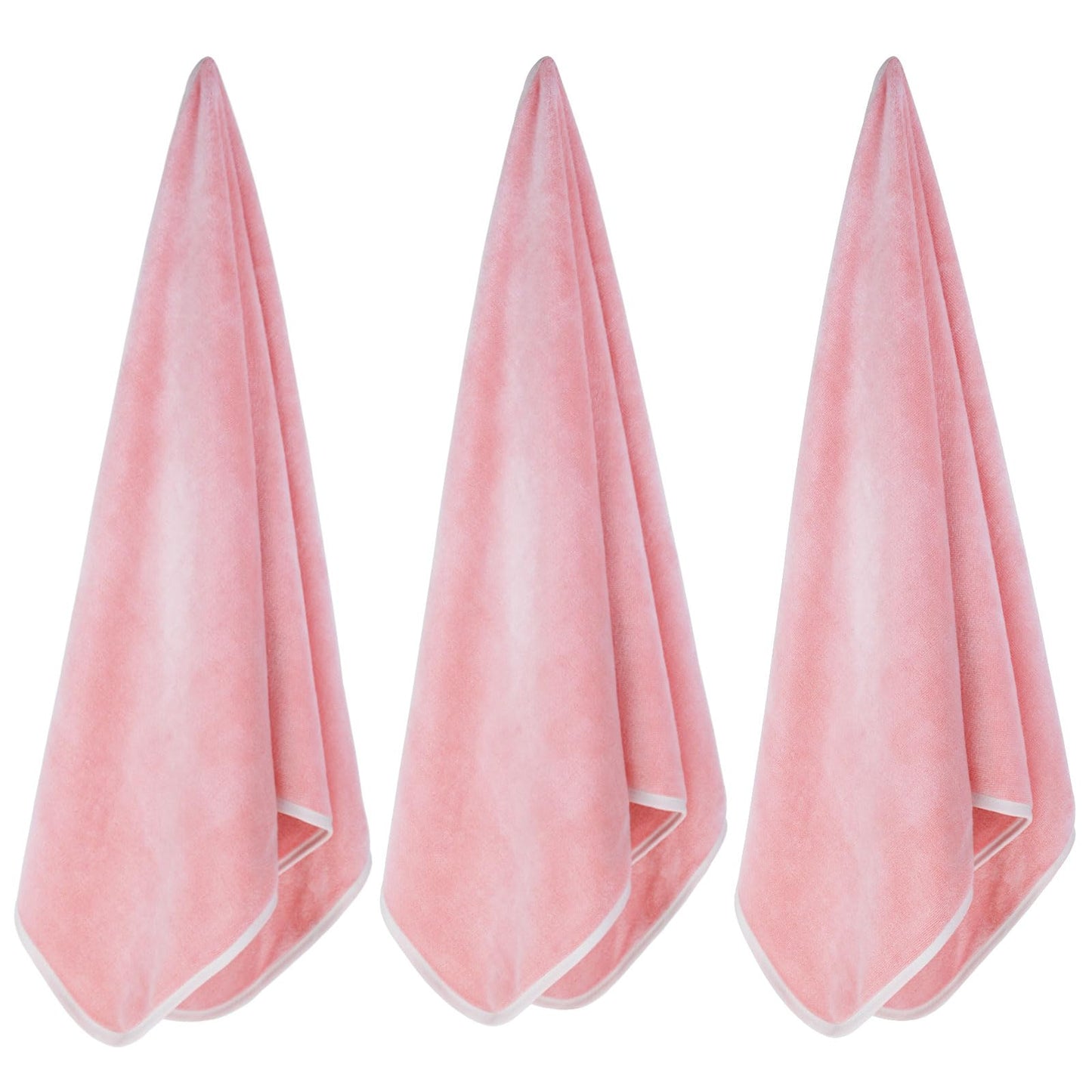 Microfiber Gym Towels (3 Pack, Pure Pink) – Large 15"x31" 380-GSM Super Soft, Quick-Drying Towels for Exercise, Fitness, Sports & Workouts