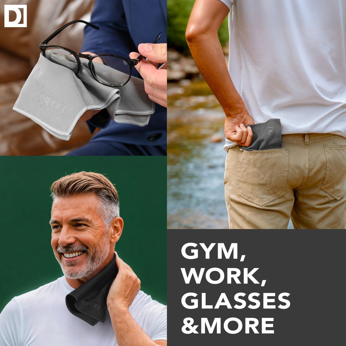 Sweat Absorbing Handkerchiefs - The Original Pocket-Sized Sweat Towels - Quick-Dry Microfiber Sweat Rags for Face, Hands, & Body - Men & Women - Gym, Sports, and Work (Dark Grey: 5 Pack)