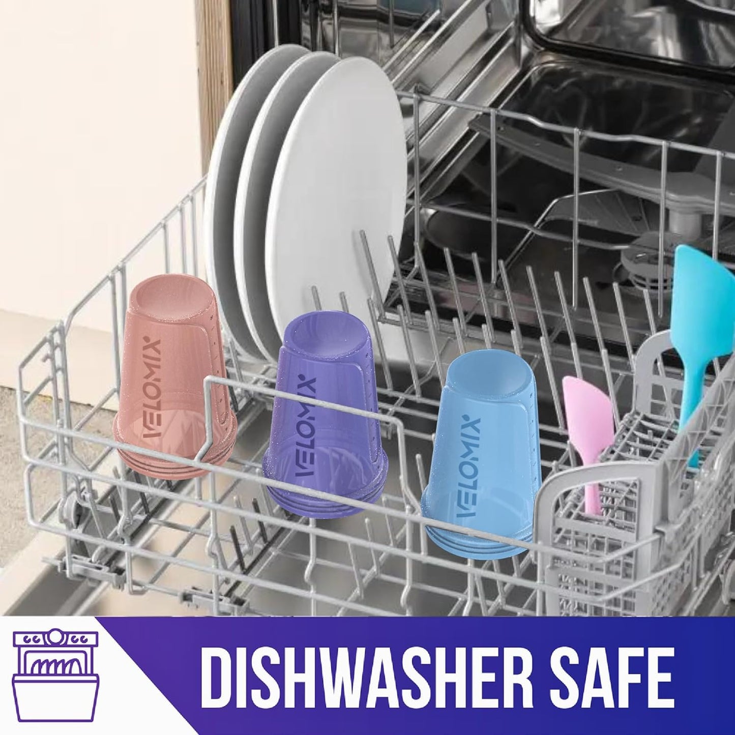 VELOMIX -6 PACK- 20 oz Protein Shaker Bottles for Protein Mixes | Leak-Proof Small Shaker Cups with Wire Whisks | Durable Protein Shake Bottle Pack for Gym, Fitness, and Smoothies (Pastel Shades Series)