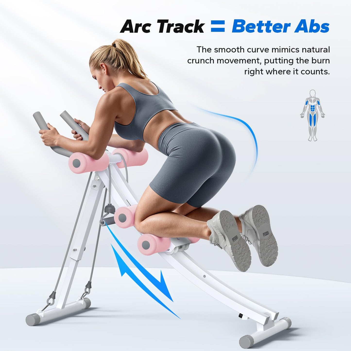 MERACH Ab Machine – Adjustable Ab Trainer with Ergonomic Arc Track, Foldable Ab Workout Equipment for Full Body Home Gym Exercise and Core Training