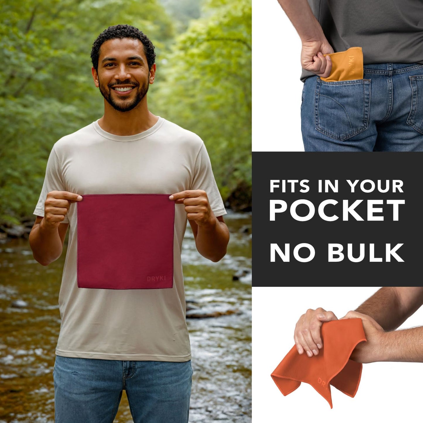 Sweat Absorbing Handkerchiefs (5 Pack, Mountain) – The Original Pocket-Sized Sweat Towels | Quick-Dry Microfiber Sweat Rags for Face, Hands & Body | Super Absorbent Sweat Cloths for Gym, Sports, Work & Travel – For Men & Women